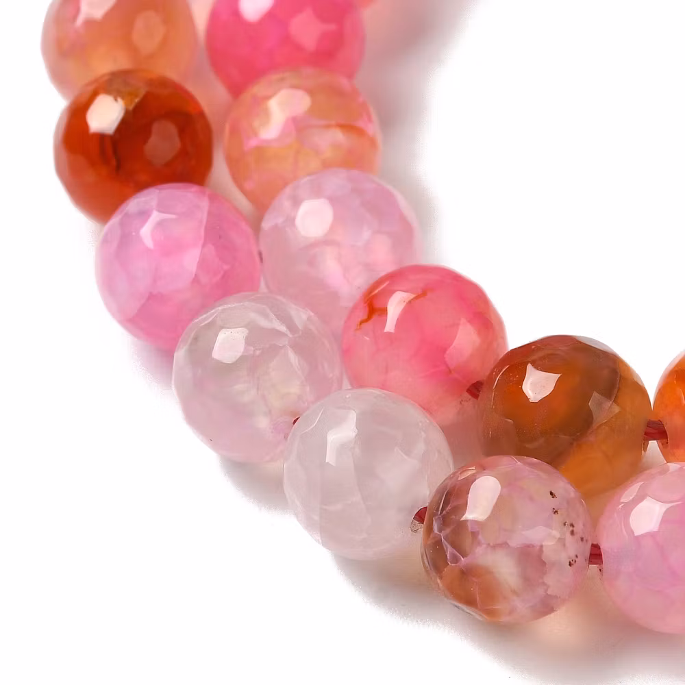 Dragon Vein Agat 8 mm rosa facetterade, 1 sträng