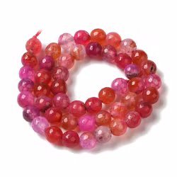 Dragon Vein Agat 8 mm cerise facetterade, 1 sträng