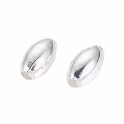 Silverfärgat rostfritt stål ovala pärlor 7x4 mm, 10 st