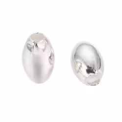 Silverfärgat rostfritt stål ovala pärlor 7x4 mm, 10 st