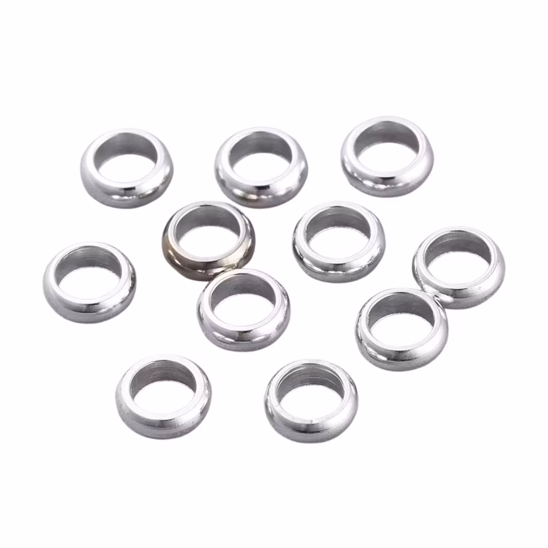 Silverfärgat rostfritt stål tunna rondeller 3.5 mm, 10 st