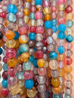 Faceted agate color mix 4 mm, 1 strand