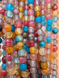 Facetterad agat färgmix 4 mm, 1 sträng