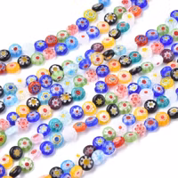 Millefiori 6x3 mm flata runda, 1 sträng