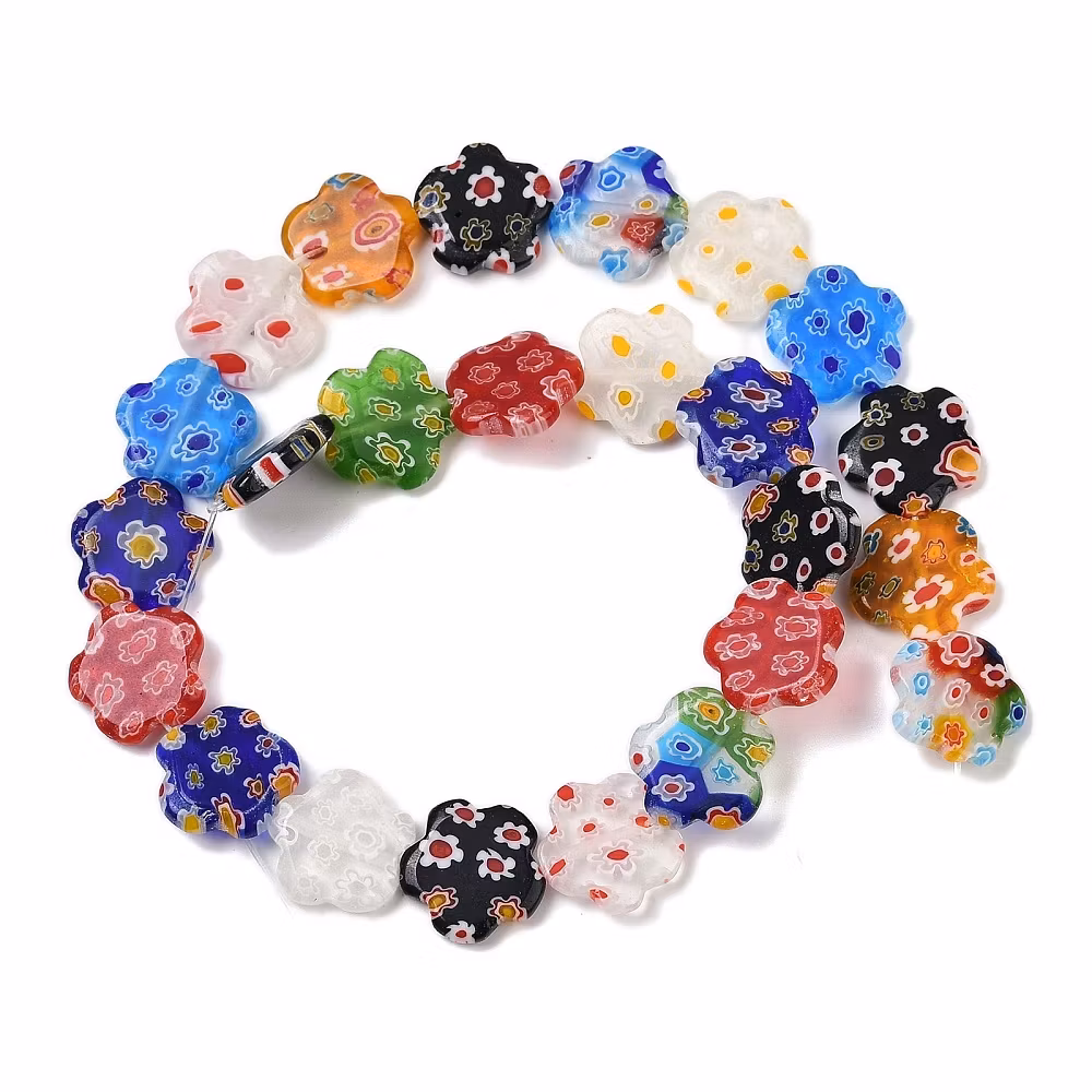 Millefiori blommor 14 mm, 1 sträng