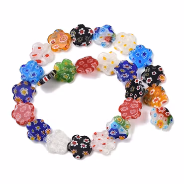 Millefiori blommor 14 mm, 1 sträng