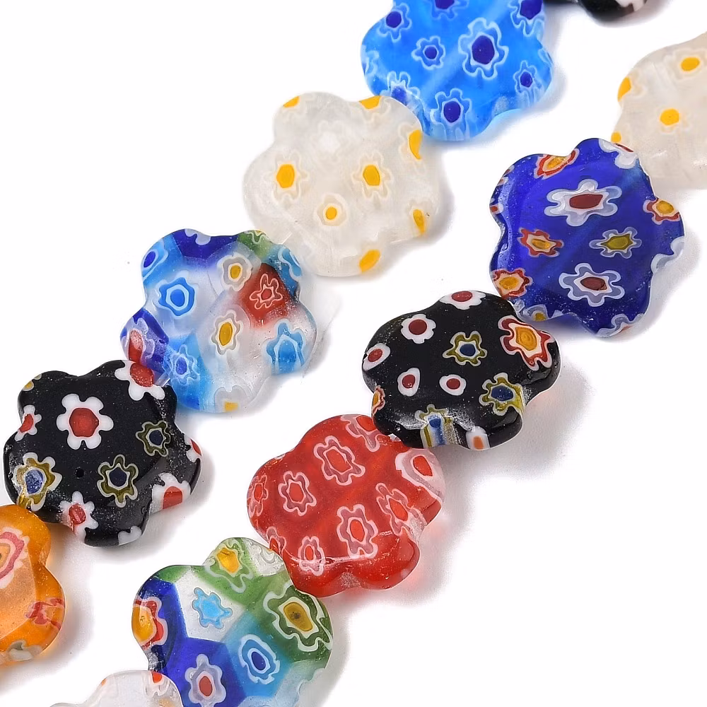 Millefiori blommor 14 mm, 1 sträng