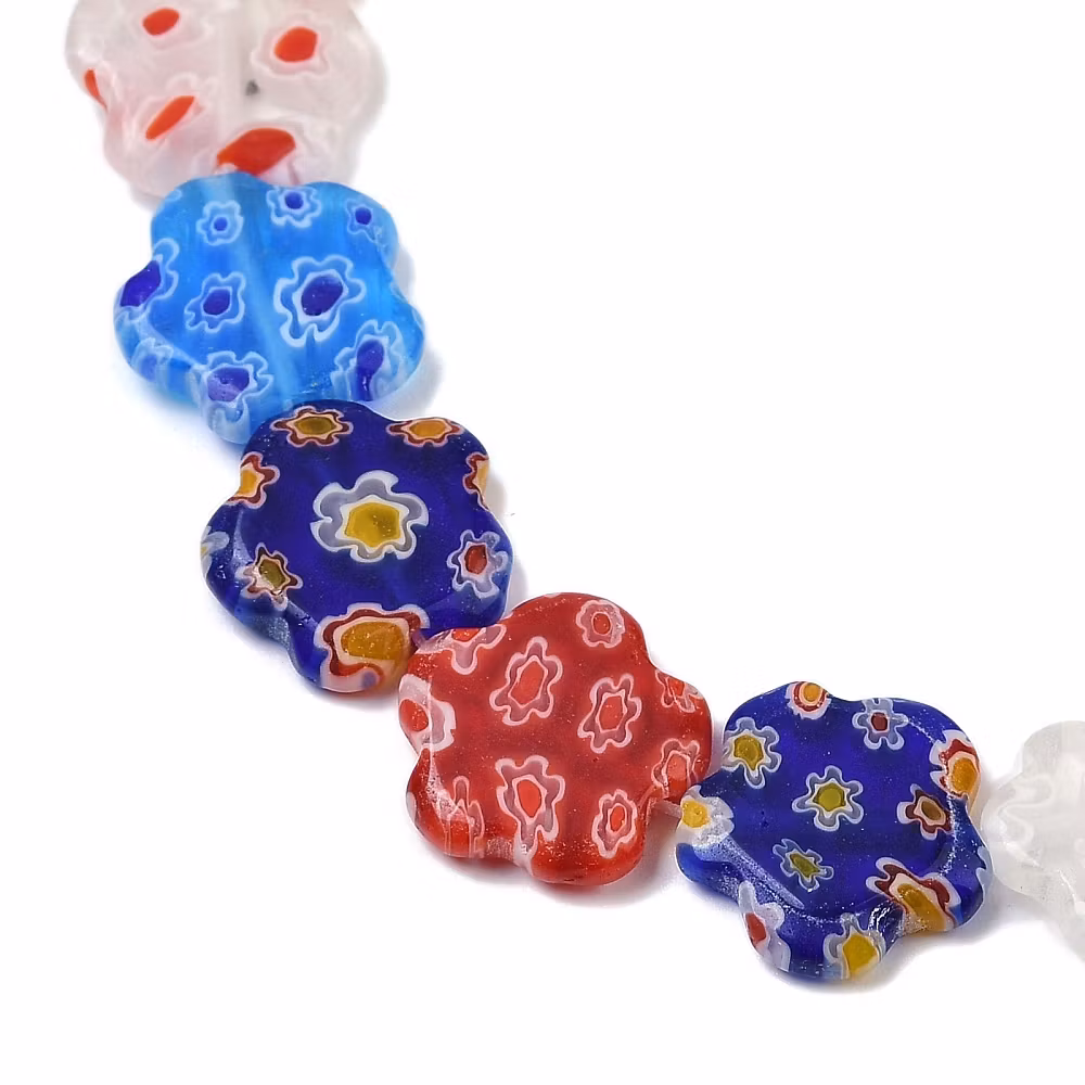 Millefiori blommor 14 mm, 1 sträng