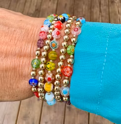 Millefiori 4 mm runda, 1 sträng