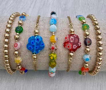 Millefiori 6x3 mm flata runda, 1 sträng