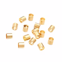 Guldfärgat kirurgiskt stål klämpärlor tuber 3x2 mm, ca 100 st