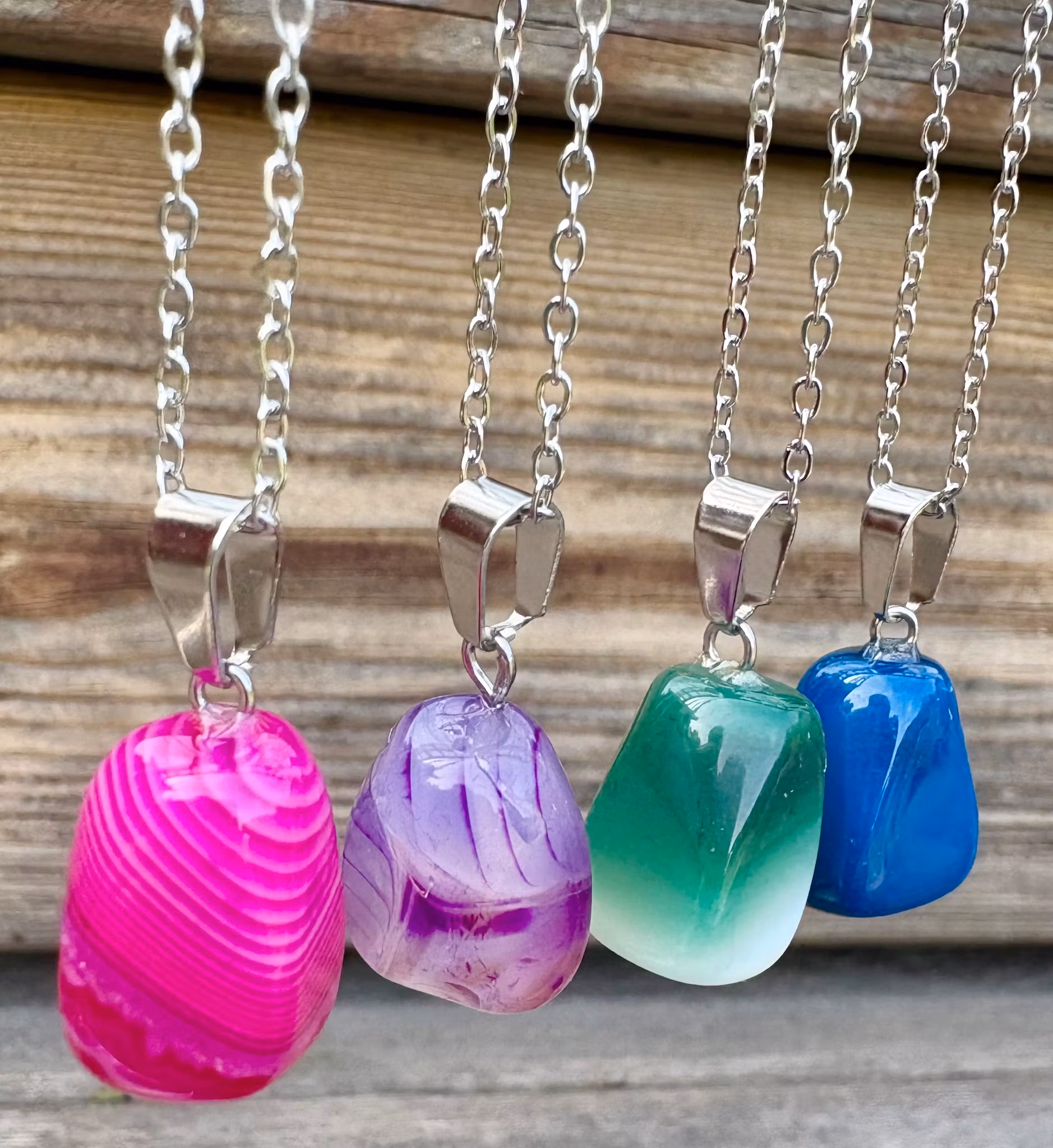 Faceted agate mix strip 8 mm, 1 strand