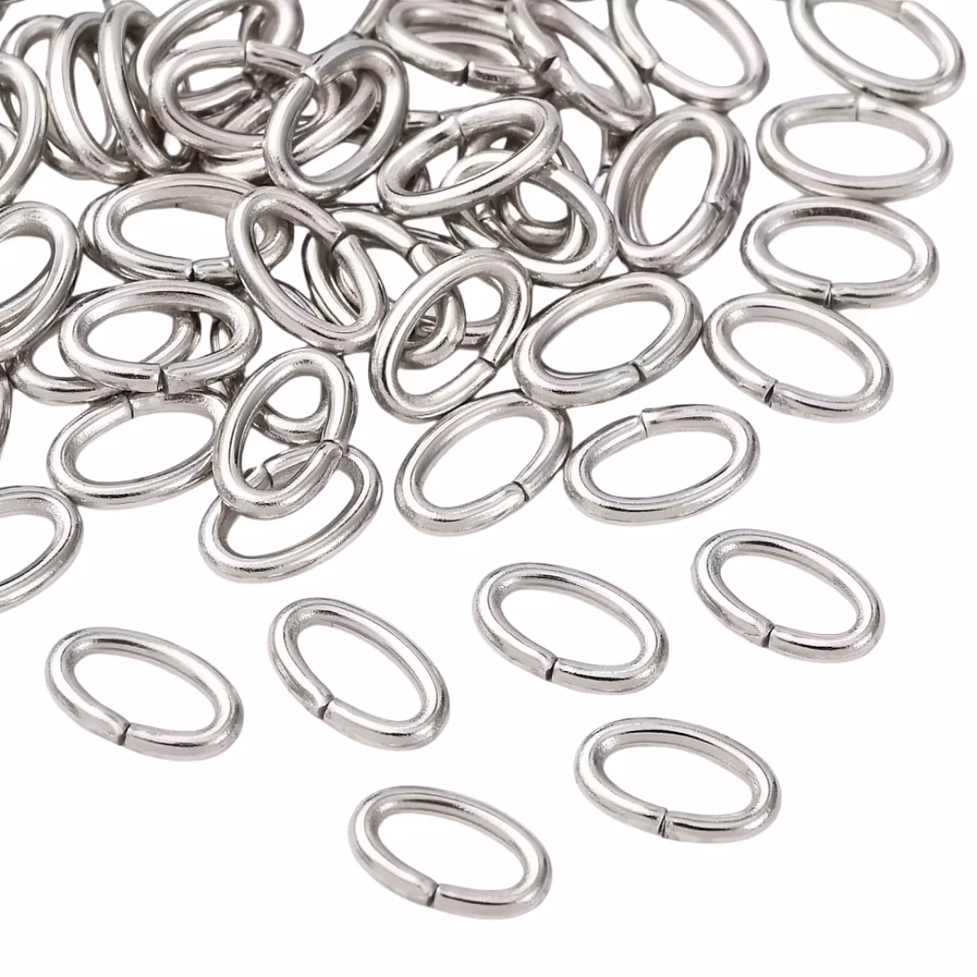 Storpack: Kirurgiskt stål ovala bindringar 8x5 mm, ca 100 st