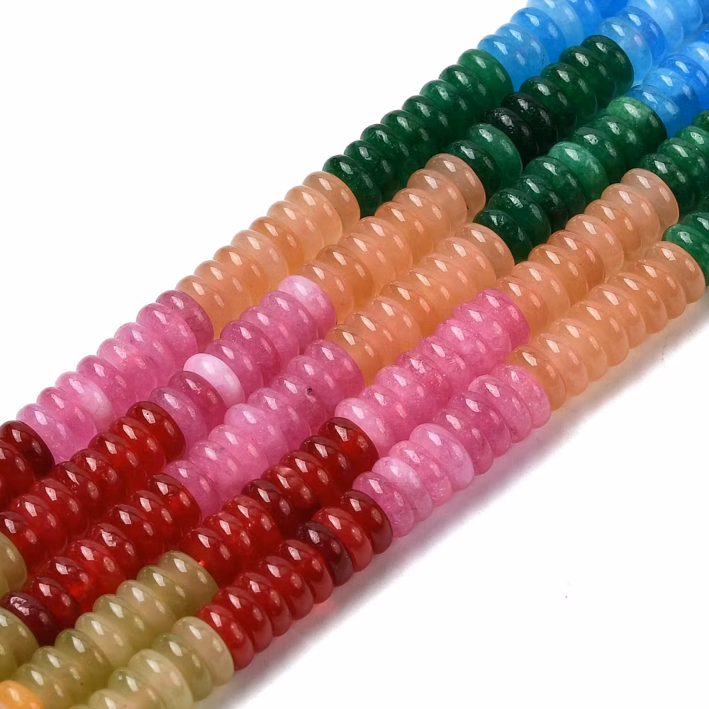 Jade rondeller multi 6x2 mm, 1 sträng