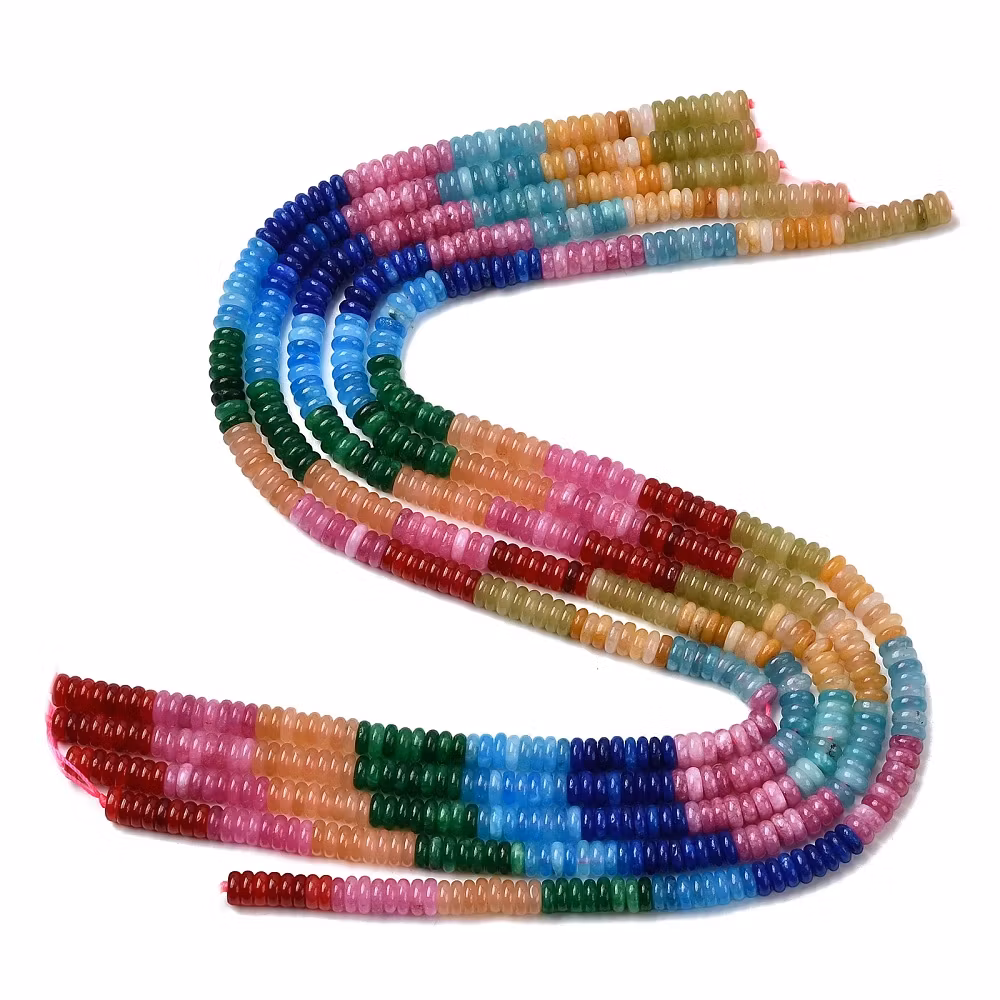 Jade rondeller multi 6x2 mm, 1 sträng