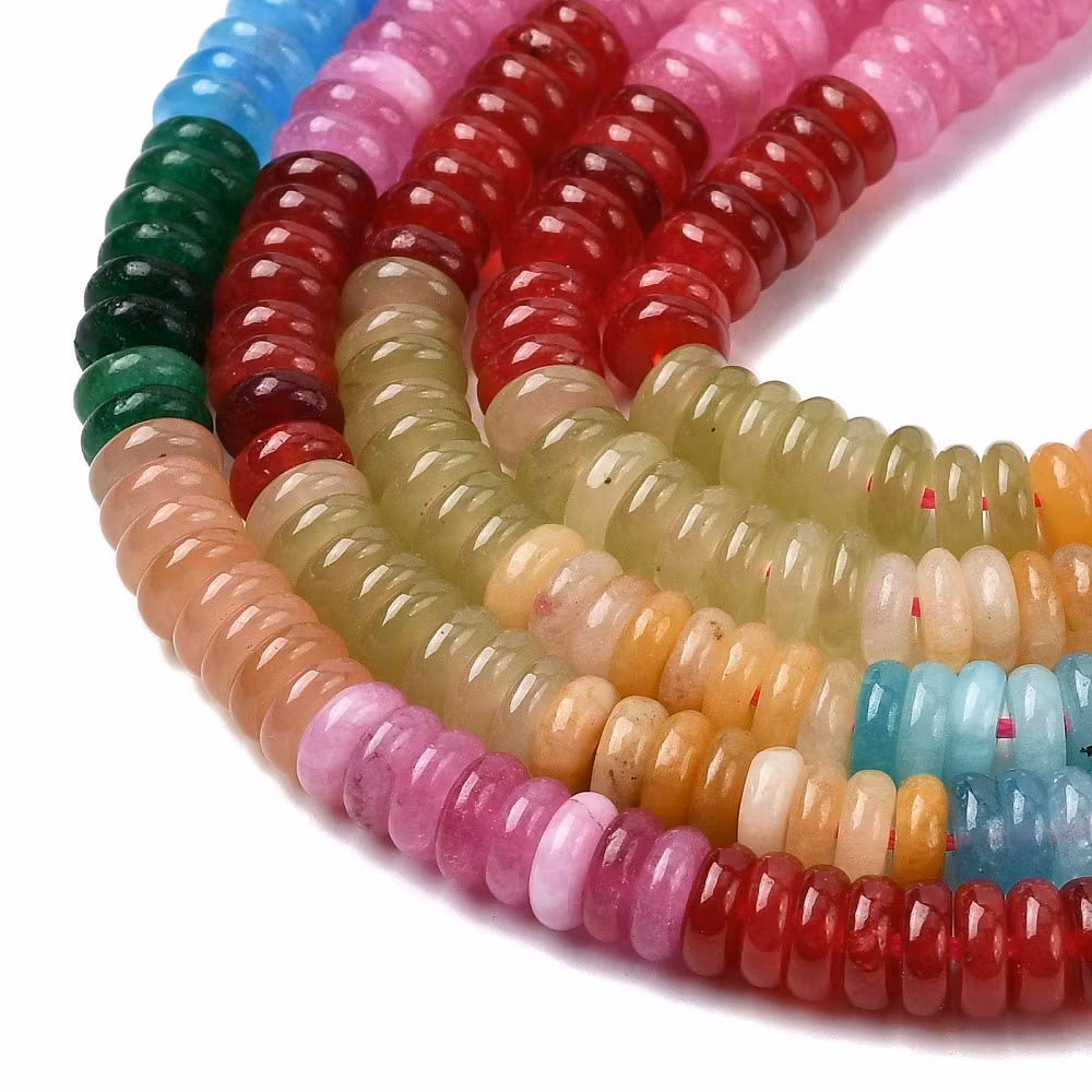 Jade rondeller multi 6x2 mm, 1 sträng