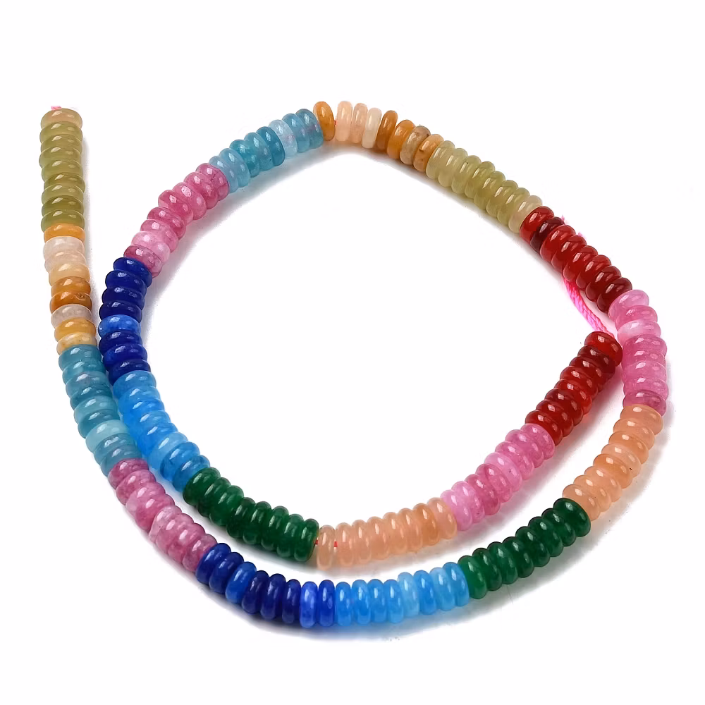 Jade rondeller multi 6x2 mm, 1 sträng