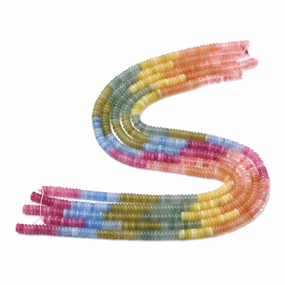 Jade rondeller mix 6x2 mm, 1 sträng