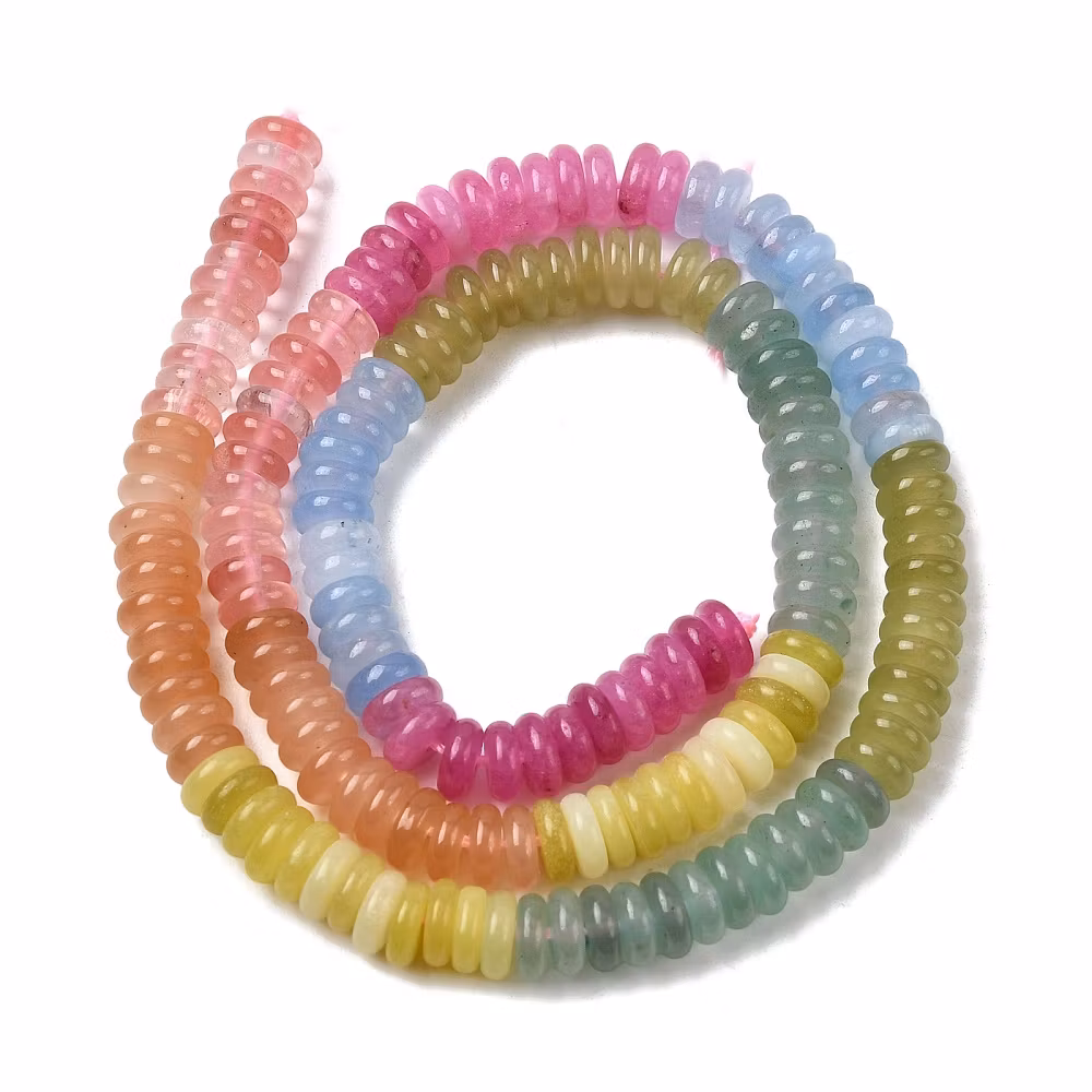 Jade rondeller mix 6x2 mm, 1 sträng