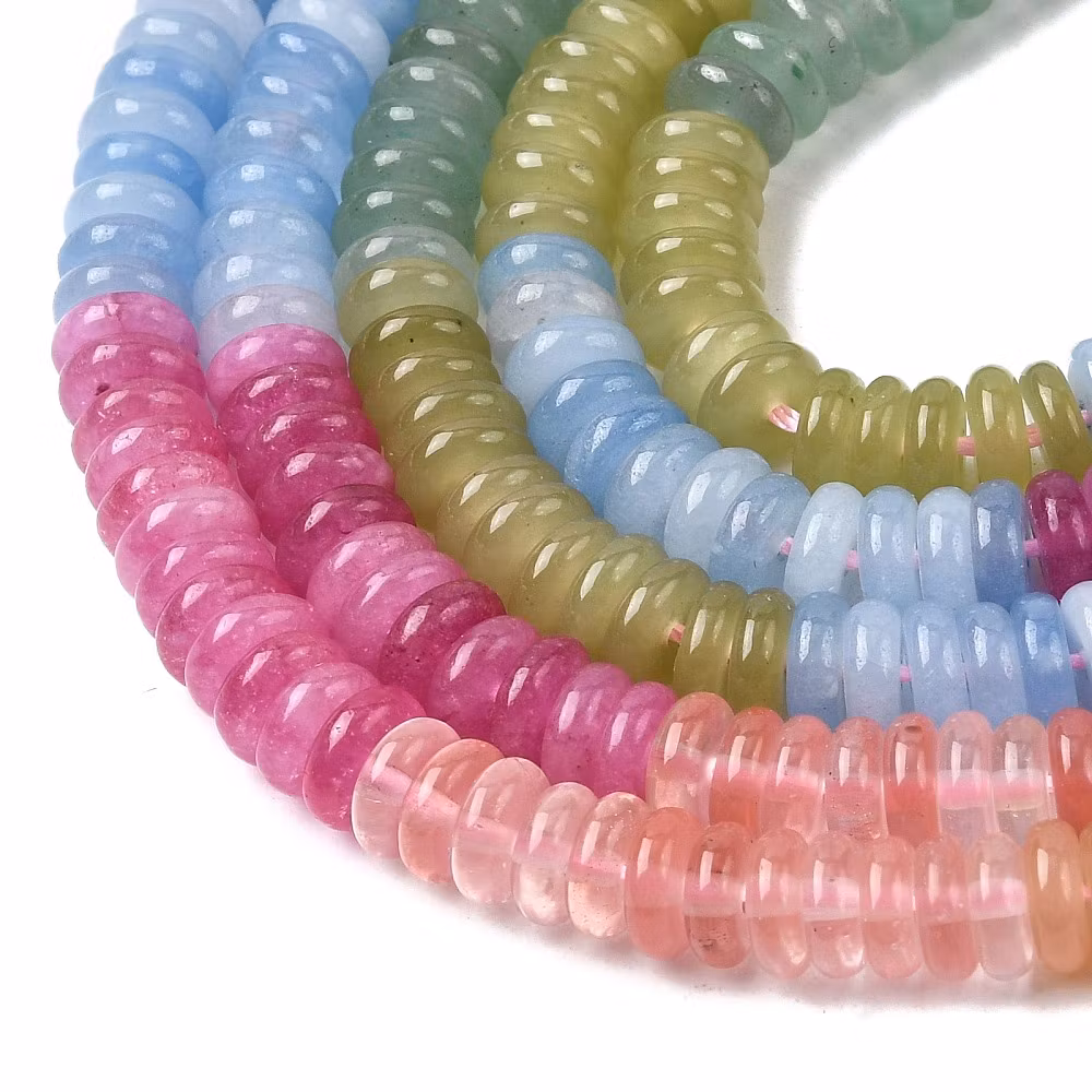 Jade rondeller mix 6x2 mm, 1 sträng