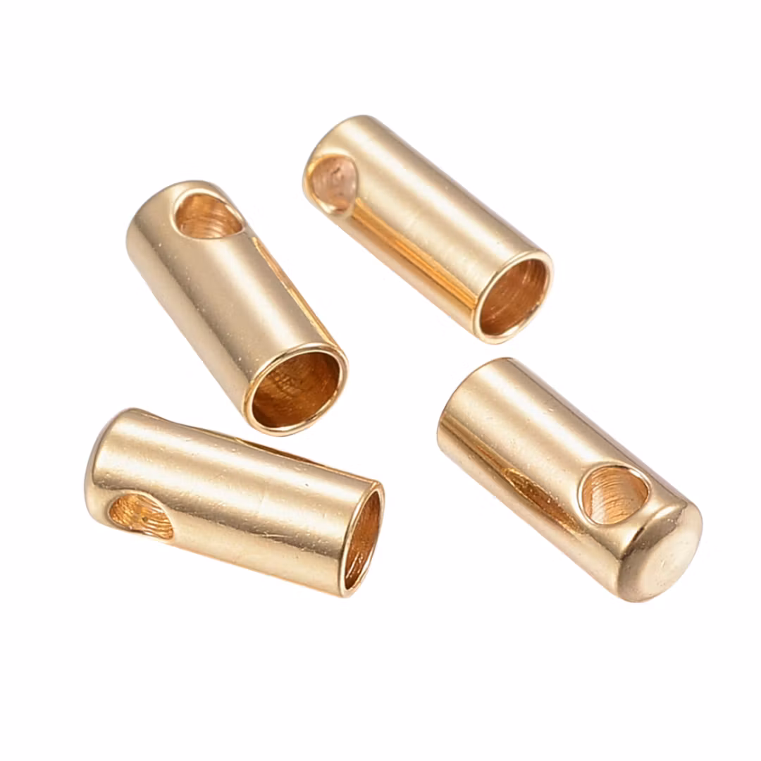 Guldfärgat rostfritt stål tubformade fästen 7x2 mm, 10 st
