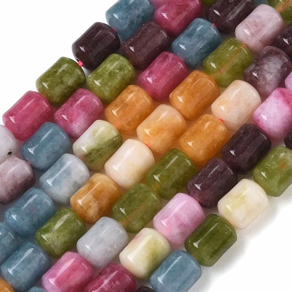 Jade cylinder höstmix 8x6 mm, 1 sträng