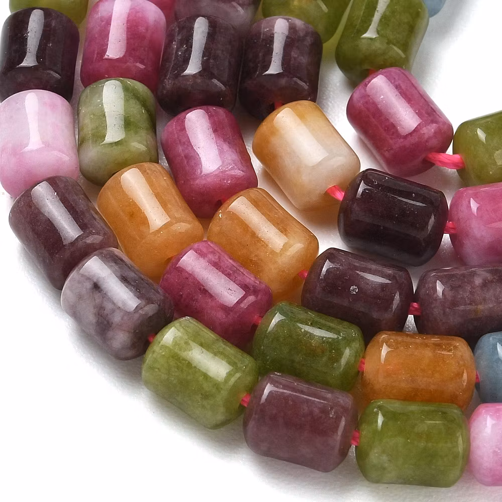 Jade cylinder höstmix 8x6 mm, 1 sträng