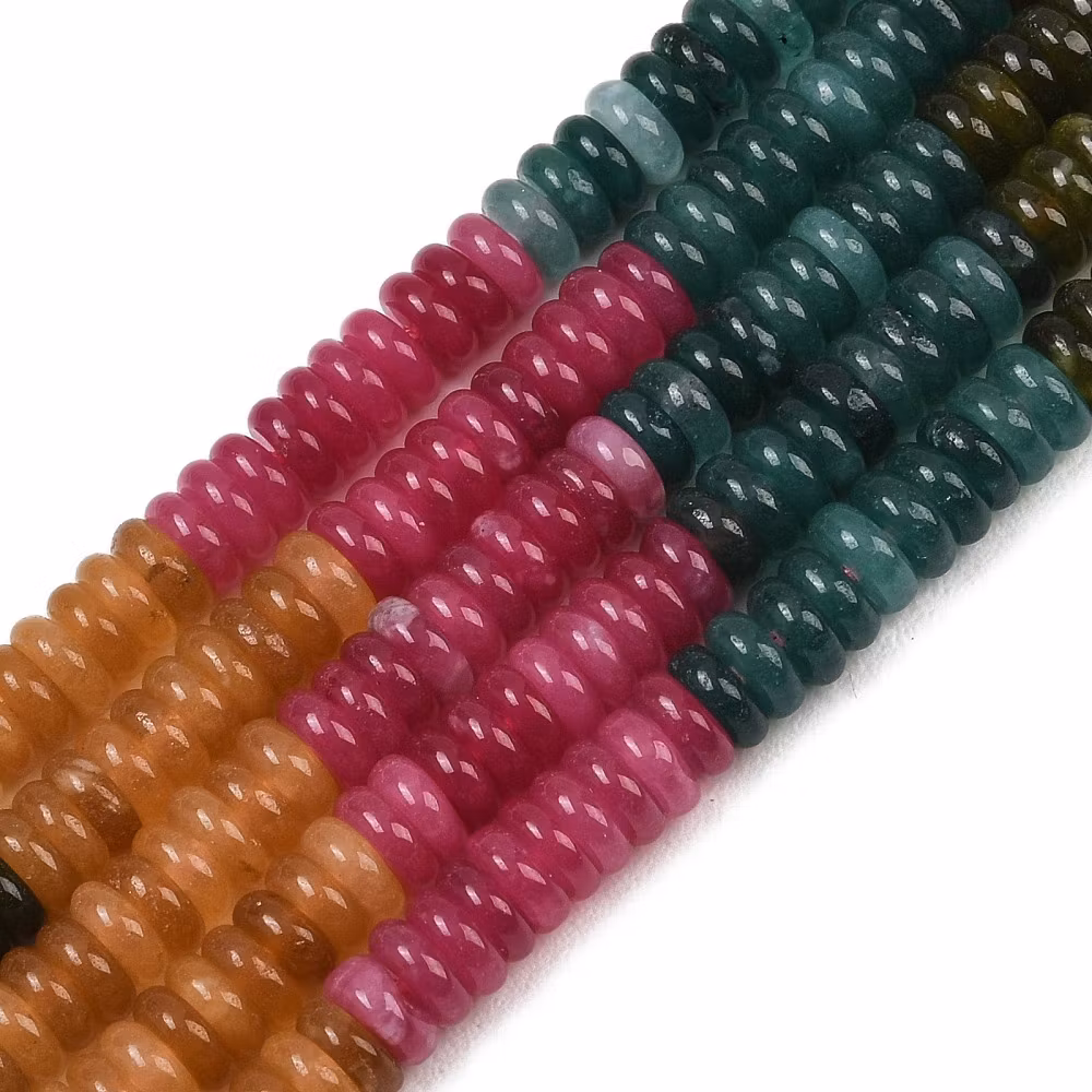 Jade rondeller höstmix 6x2 mm, 1 sträng