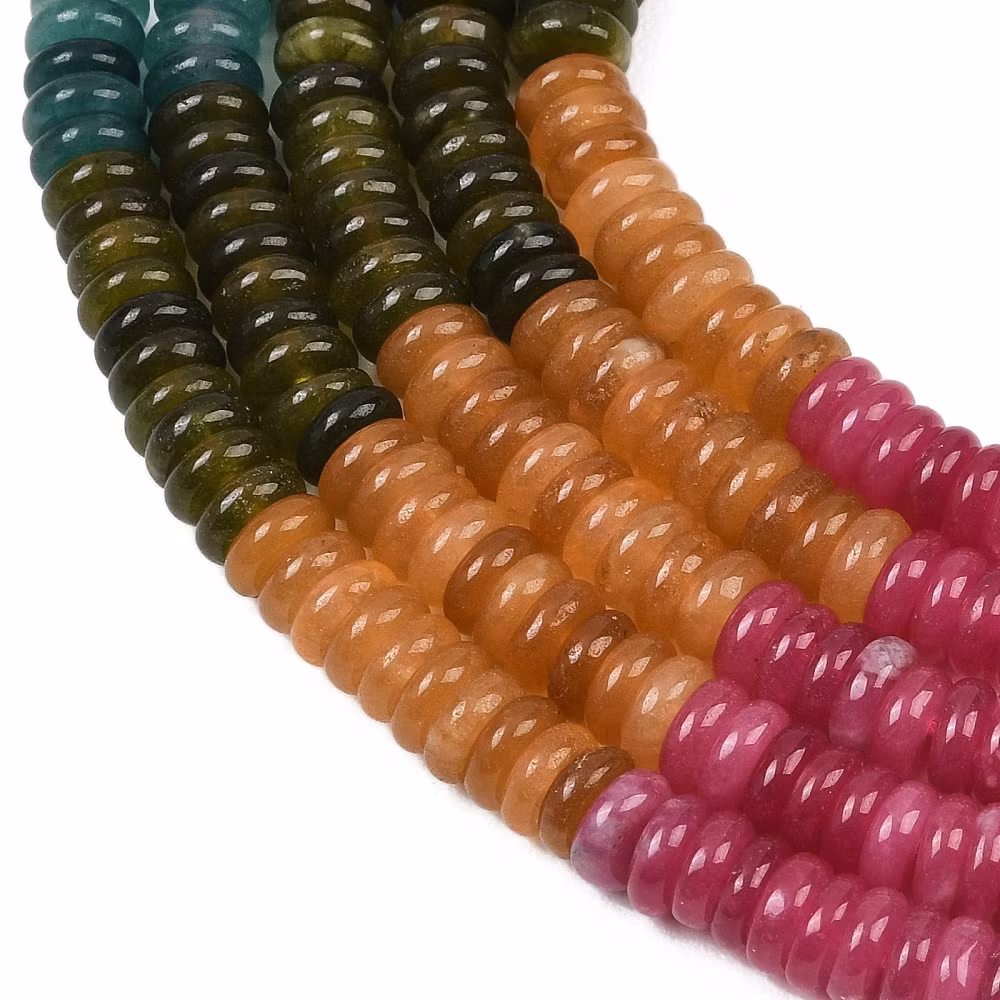 Jade rondeller höstmix 6x2 mm, 1 sträng