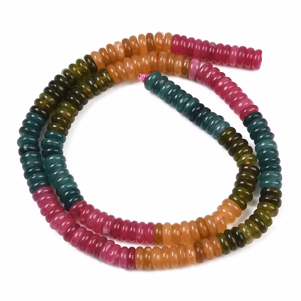 Jade rondeller höstmix 6x2 mm, 1 sträng