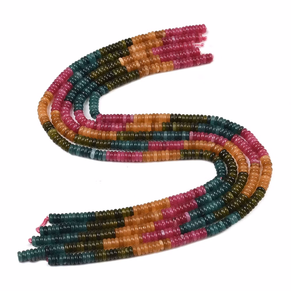 Jade rondeller höstmix 6x2 mm, 1 sträng