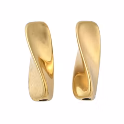 Surgical steel gold-colored oblong patterned bead with PVD plating, 1 pc.