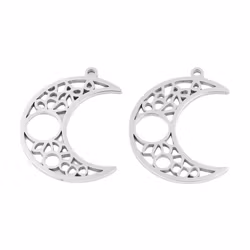 Stainless steel pendant patterned crescent moon, 1 pc.