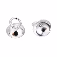 Silverfärgat rostfritt stål pärlhattar med ögla 6 mm, 10 st