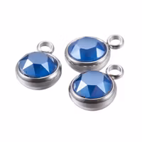 Stainless steel large charm turquoise, 1 pc.