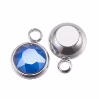 Stainless steel large charm turquoise, 1 pc.