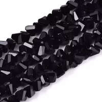 Triangelformade glaspärlor svarta AB 3x4 mm, 1 sträng