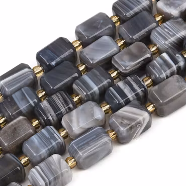 Botswana agat cylinder gråmelerad kubformad, 1 st