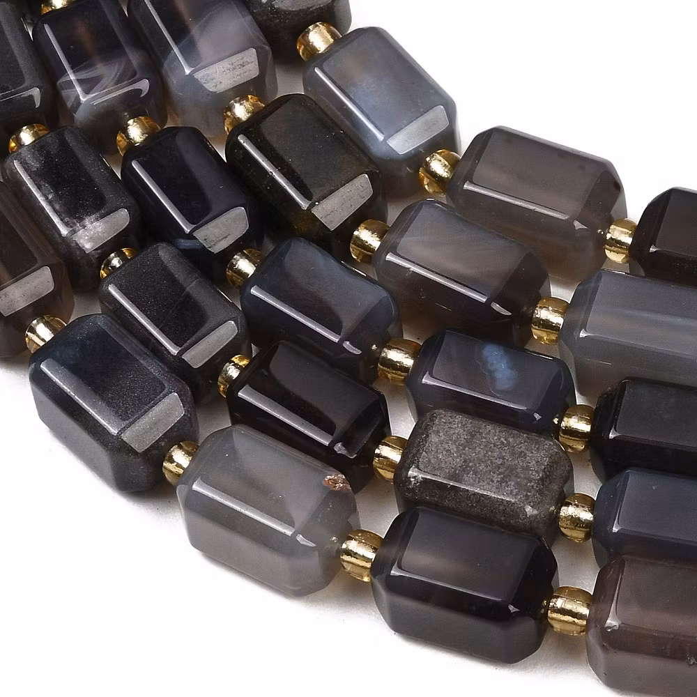 Botswana agat cylinder svartmelerad rundad, 1 st