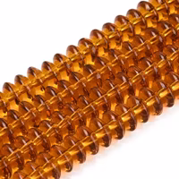 Glaspärlor rondeller guldbruna 6x3 mm, 1 sträng