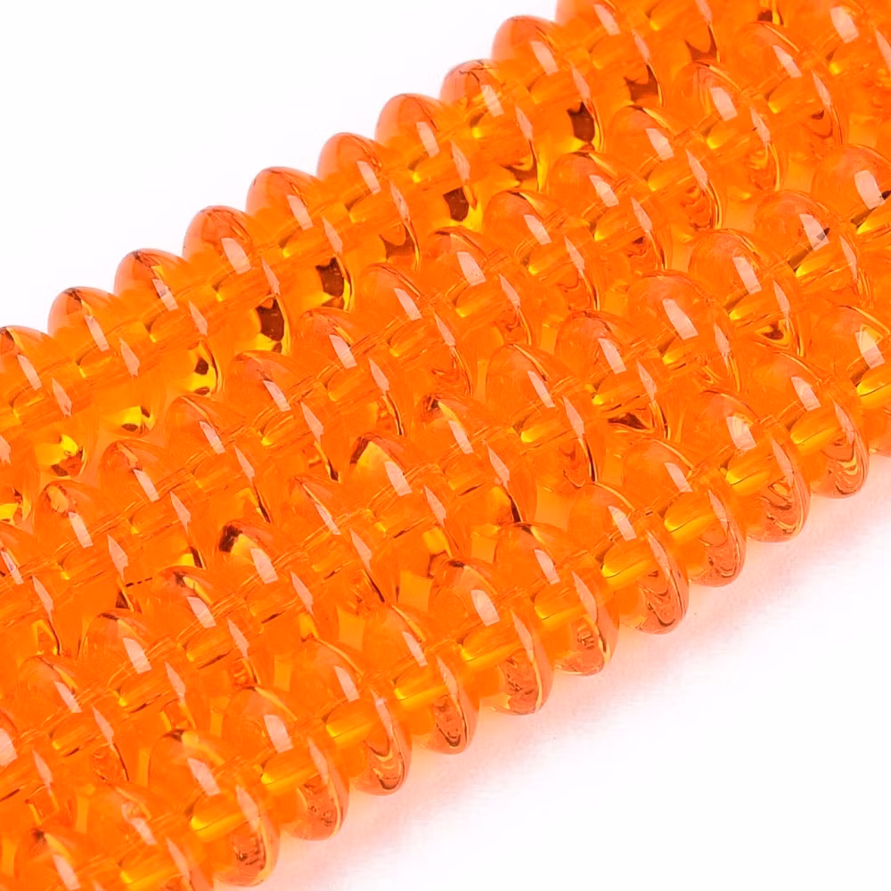 Glaspärlor rondeller orange 6x3 mm, 1 sträng