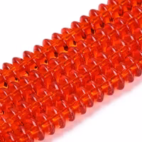 Glaspärlor rondeller röda 6x3 mm, 1 sträng