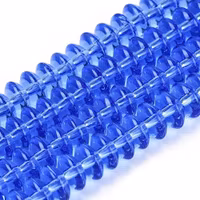 Glaspärlor rondeller blå 6x3 mm, 1 sträng