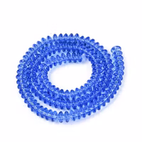 Glaspärlor rondeller blå 6x3 mm, 1 sträng