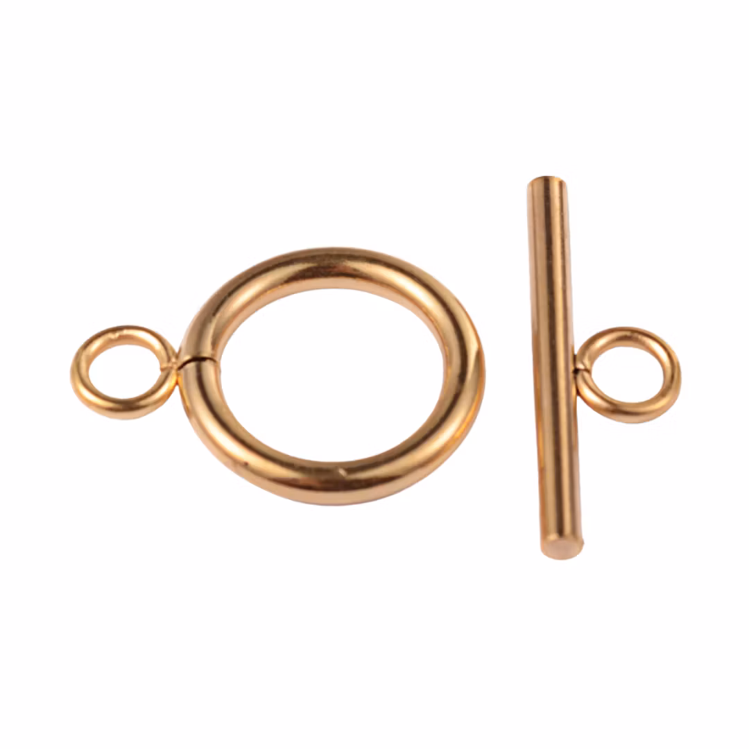 Gold-colored surgical steel bar clasp, 10 pcs.