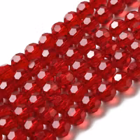 Faceted glass beads 4 mm dark red, 1 strand