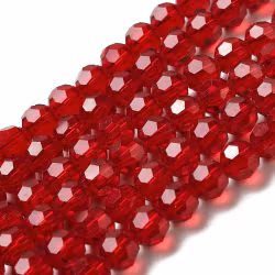 Faceted glass beads 4 mm dark red, 1 strand