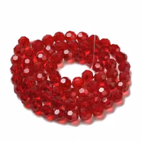 Faceted glass beads 6 mm dark red, 1 strand