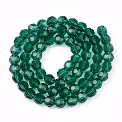 Facetterade glaspärlor 4 mm blågröna, 1 sträng