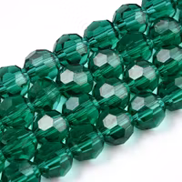 Faceted glass beads 6 mm blue-green, 1 strand
